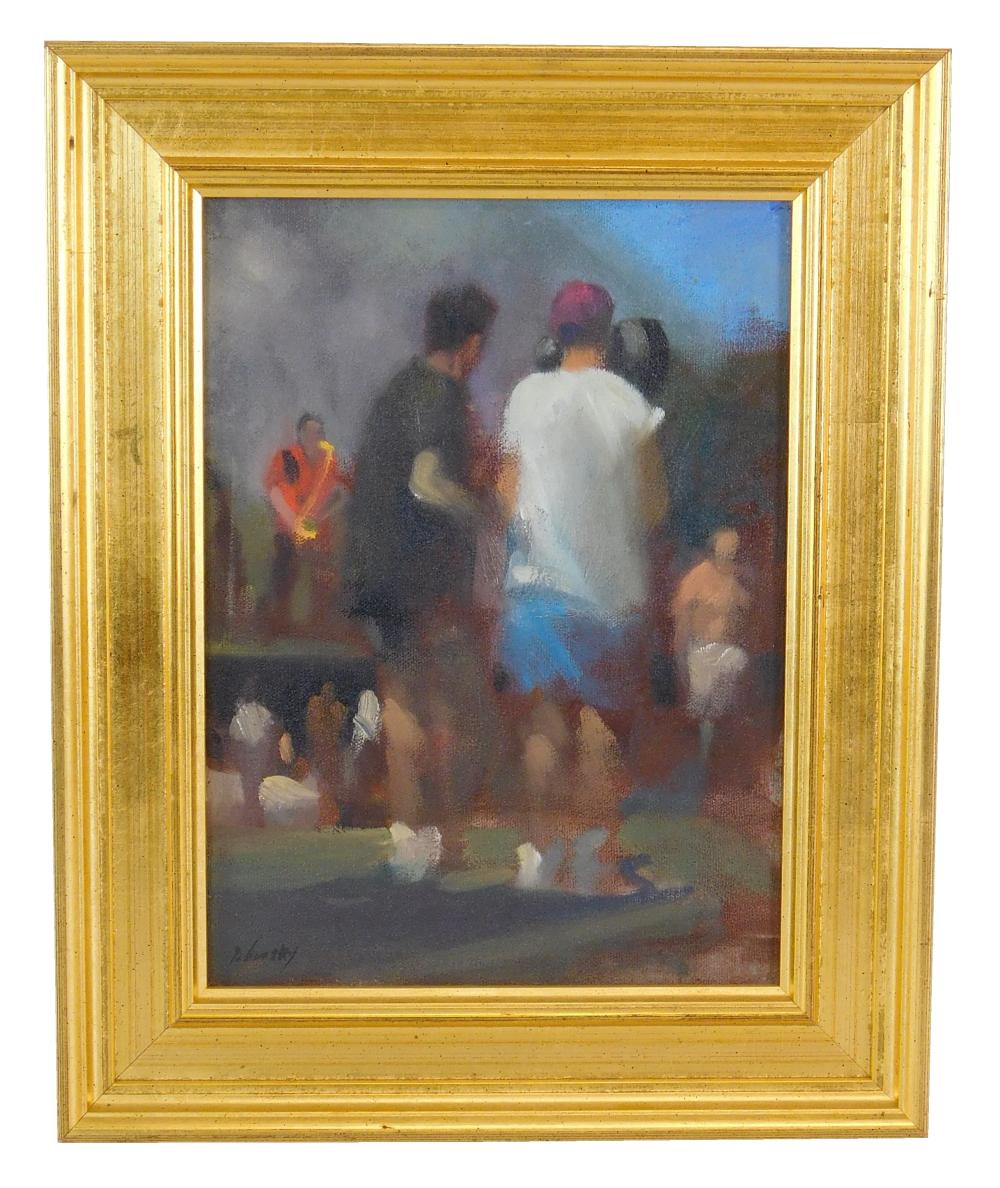 Appraisal: Theodore Tihansky American st C Maine oil on canvas figures