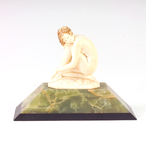 Appraisal: Ivory female figure on marble and basalt base Unsigned