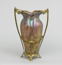 Appraisal: A Loetz Iridescent Glass And Gilt Metal Vase A fine