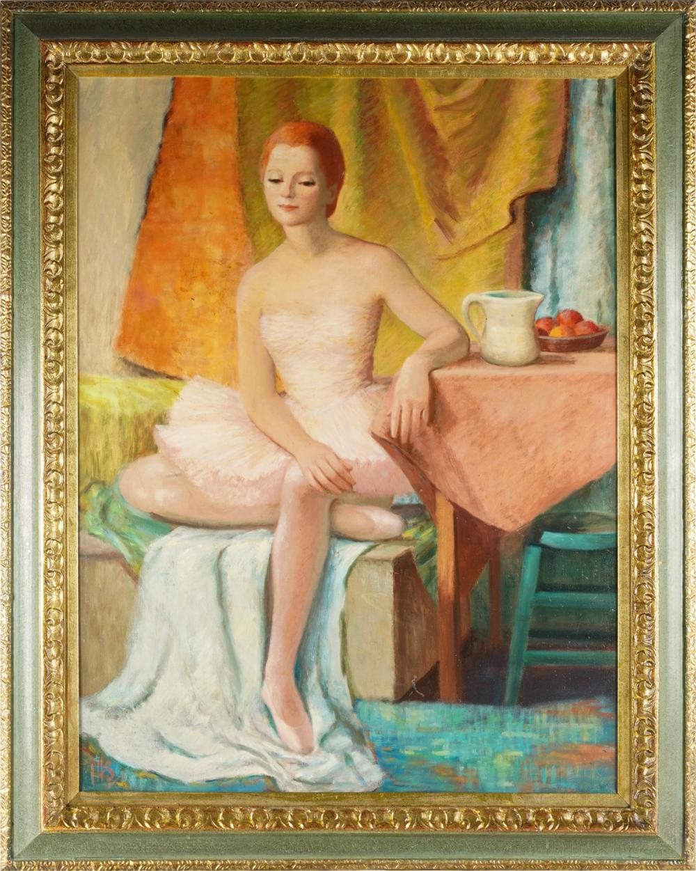 Appraisal: I SATTERTHWAITE BALLERINA RESTING oil on canvas initialed lower left