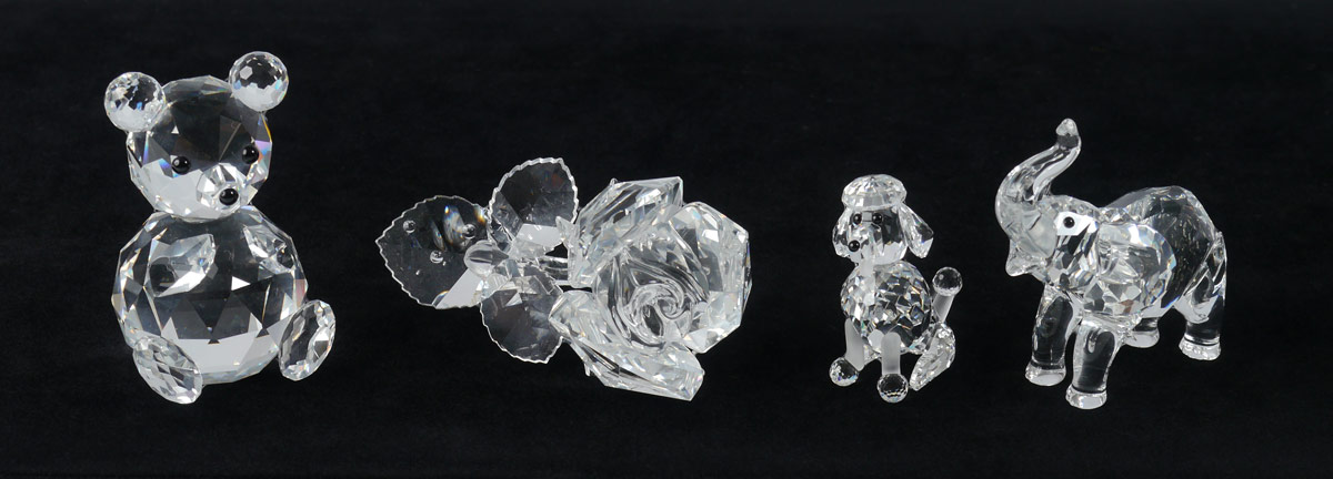 Appraisal: SWAROVSKI CRYSTAL FIGURES To include ''THE ROSE'' Michael Stamey designer