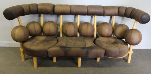 Appraisal: Midcentury Peter Opsvik Scandinavian Globe Sofa Rare upholstered globe form