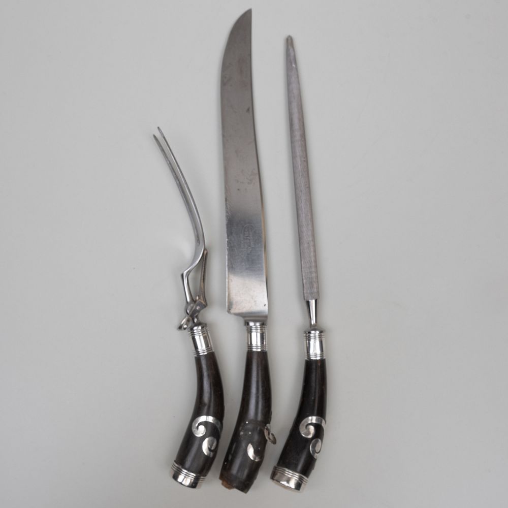 Appraisal: American Silver-Mounted Carving Set Marked 'Sterling' Comprising A carving fork