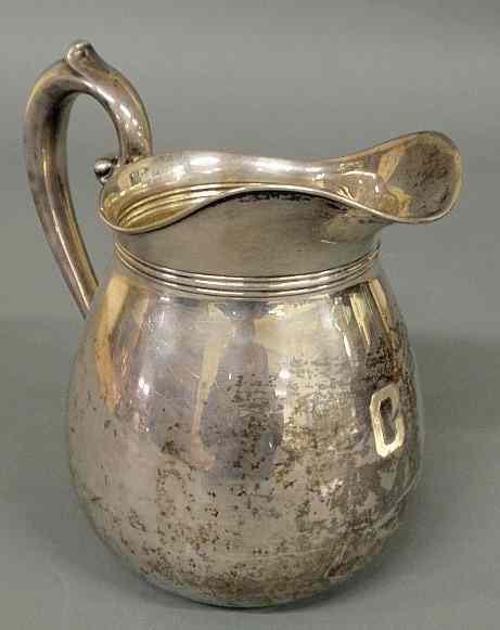 Appraisal: Sterling silver water pitcher by Wallace pints monogrammed C h