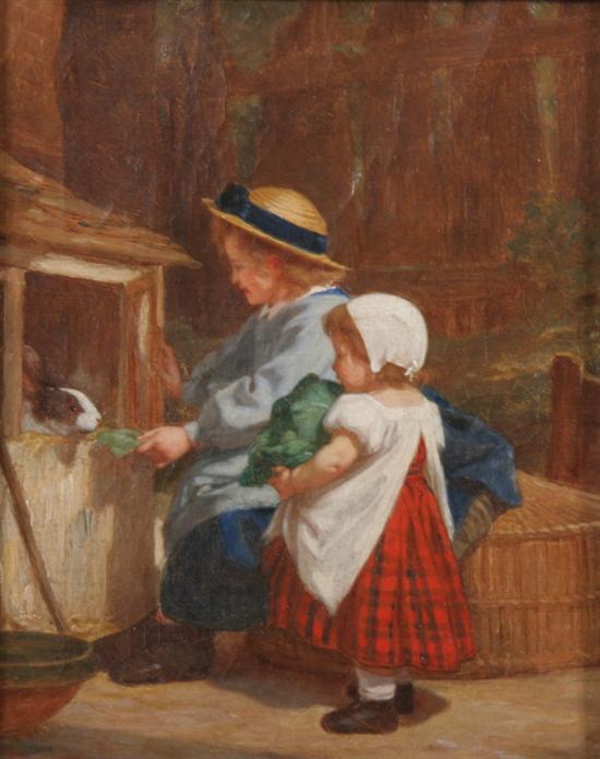 Appraisal: TIMOLEON MARIE LOBRICHON French - THE RABBIT HUTCH signed lower