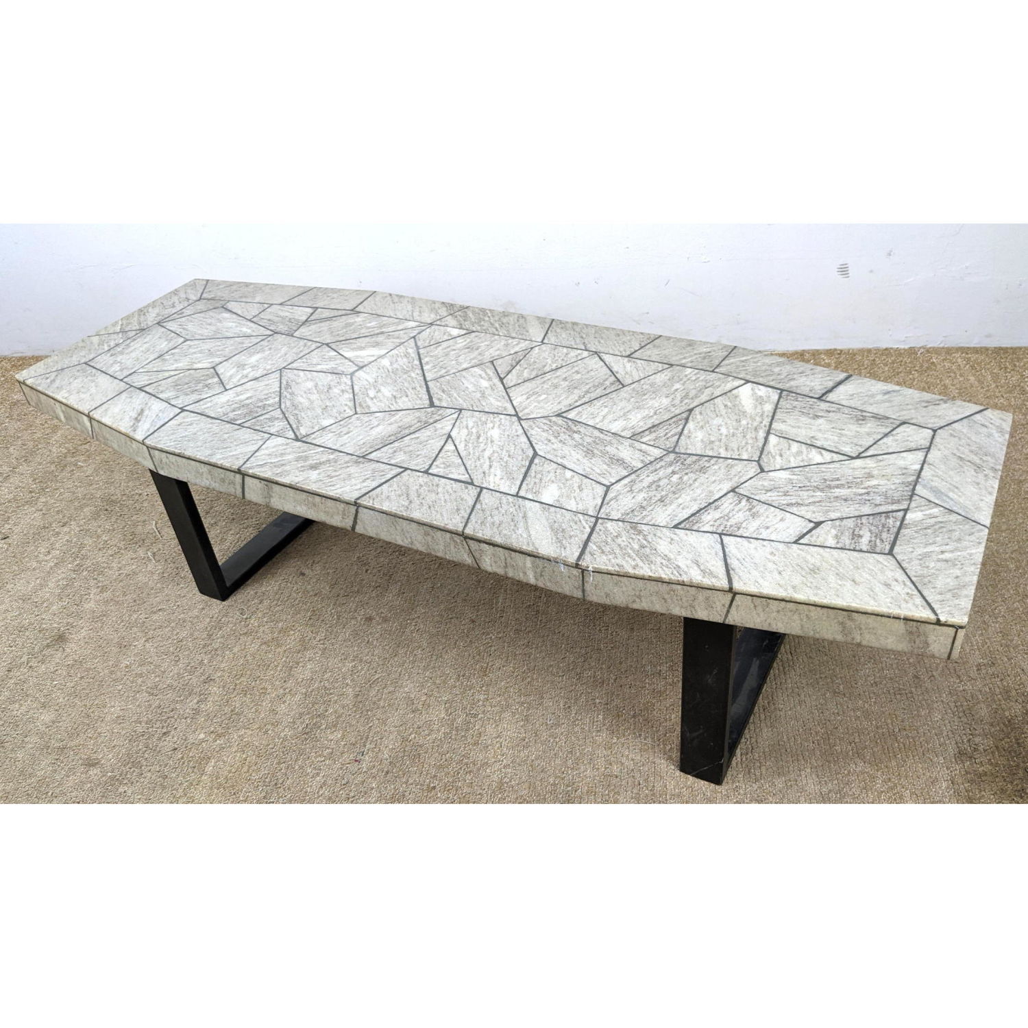 Appraisal: Mid Century Modern Mosaic Stone Coffee Table Black base Dimensions