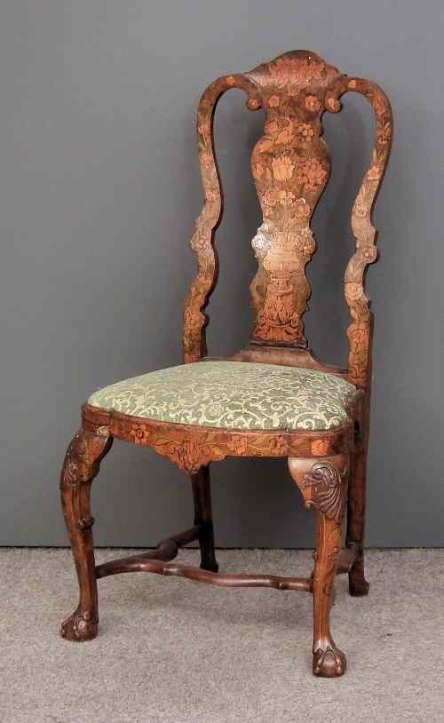 Appraisal: A late th Century Dutch walnut occasional chair inlaid throughout