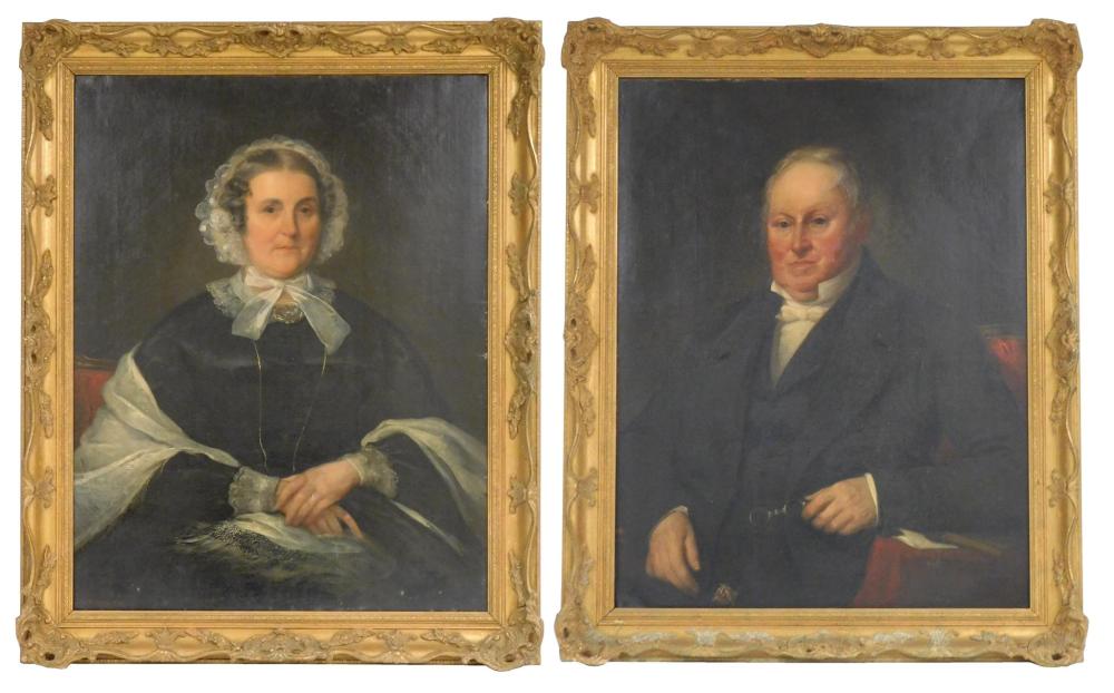 Appraisal: G Hughes two Civil War era portraits oil on canvas