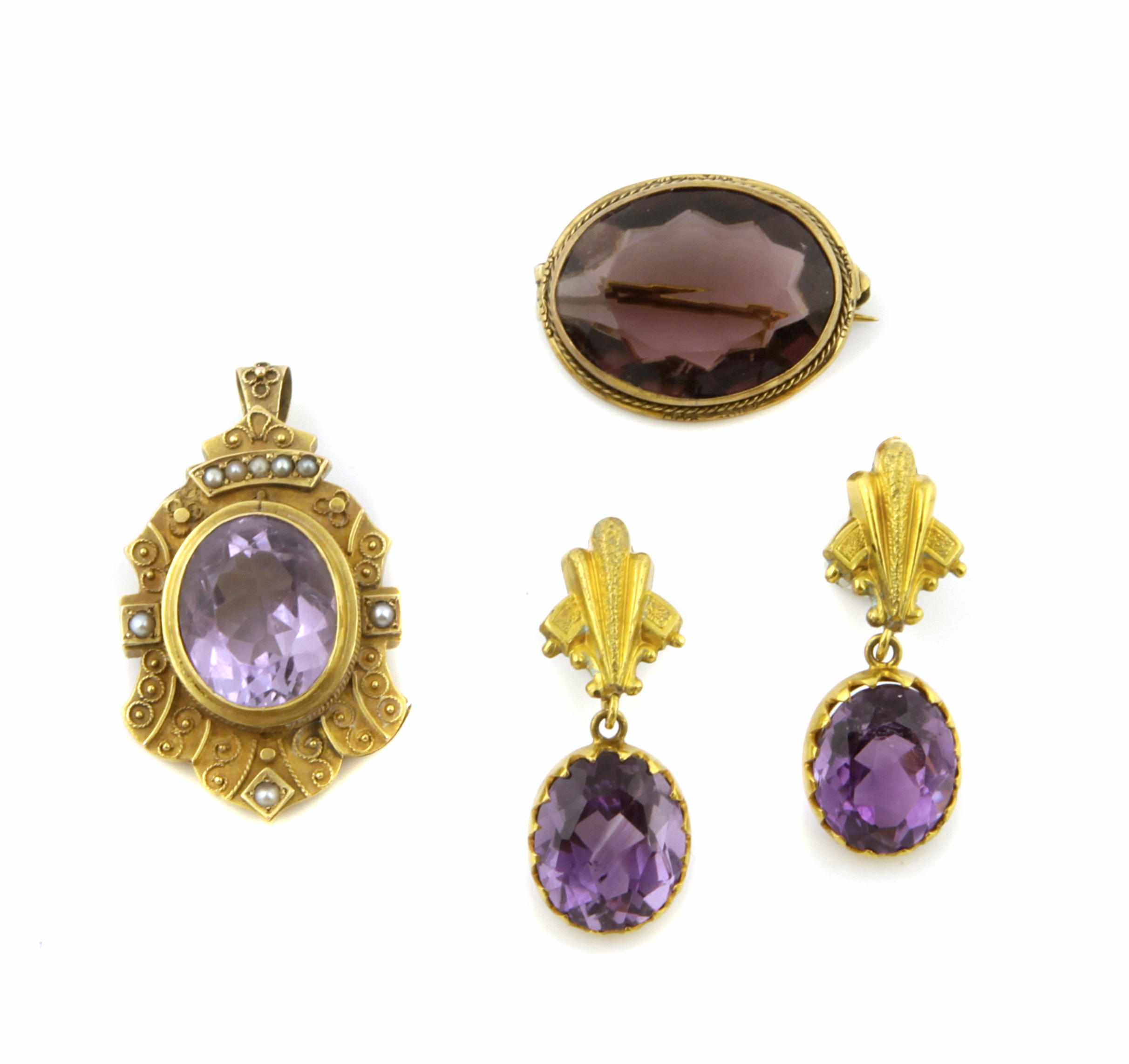 Appraisal: A collection of gem-set glass cultured pearl gold and metal