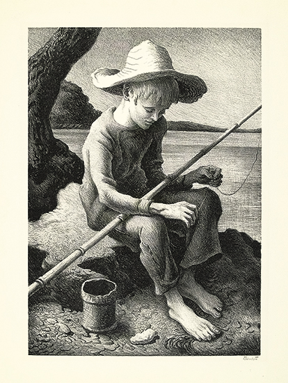 Appraisal: THOMAS HART BENTON The Little Fisherman Lithograph x mm x