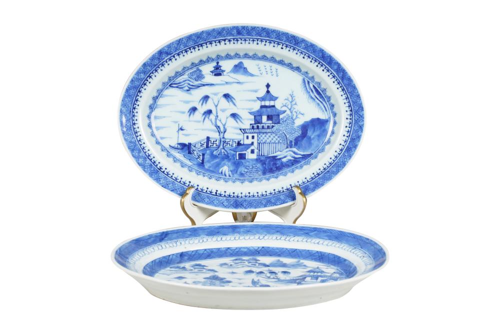 Appraisal: PAIR OF CHINESE BLUE WHITE EXPORT PLATTERSProvenance The Estate of