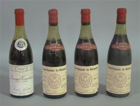 Appraisal: FOUR BOTTLES OF MIXED BURGUNDY Includes three bottles of Domaine