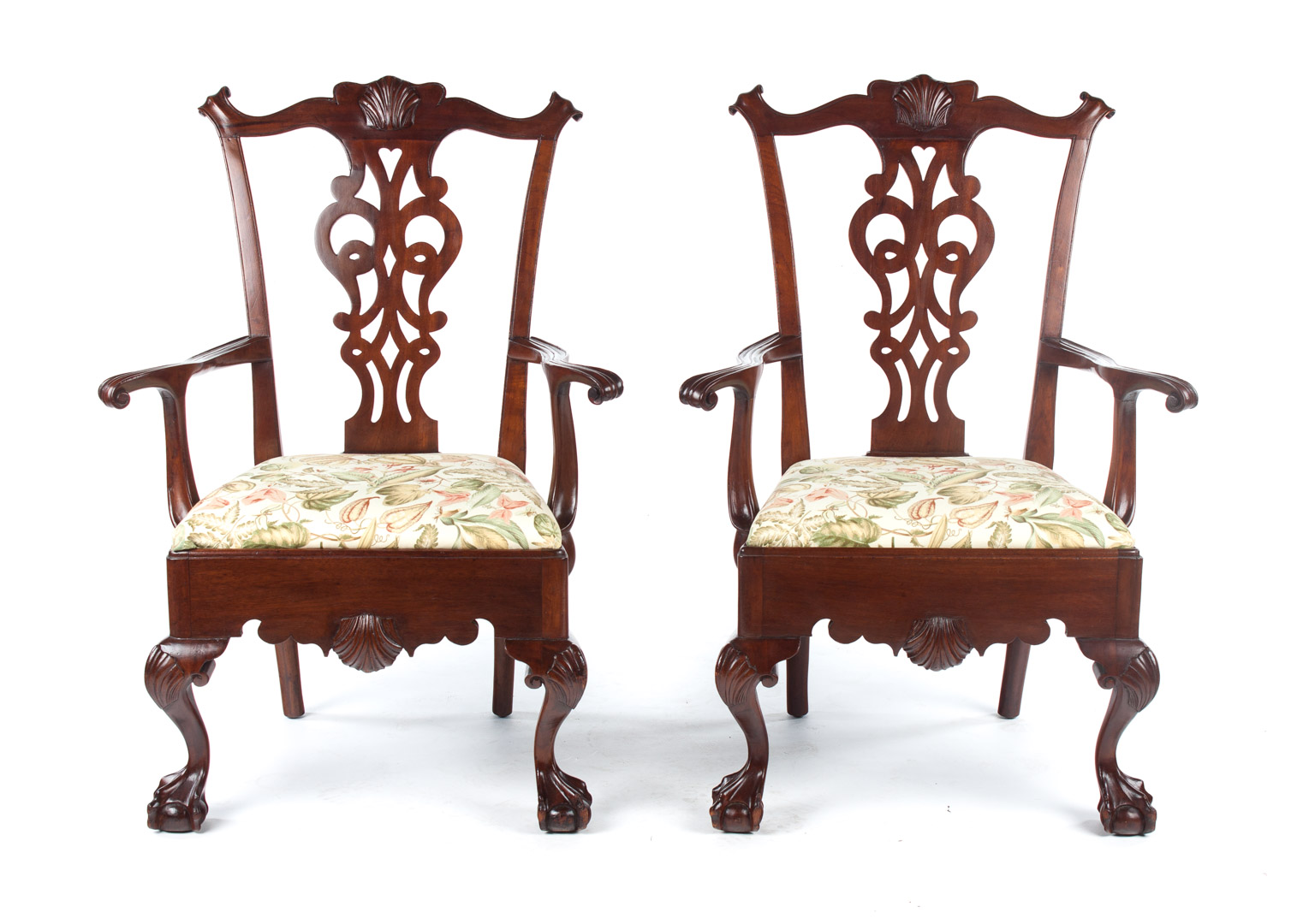 Appraisal: Pr Centennial Chippendale style necessary chairs fourth quarter- th century