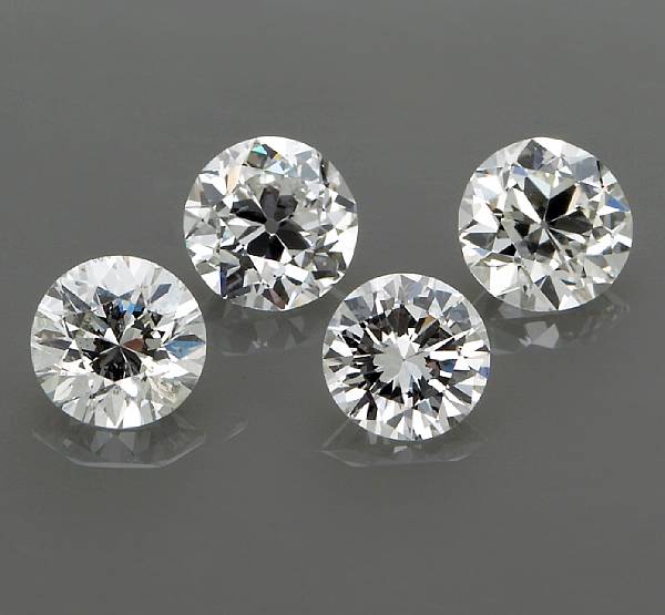 Appraisal: A collection of four unmounted diamonds comprising four European and