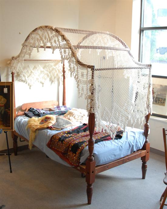 Appraisal: A th C Mixed Wood Tall Post Rope Bed having