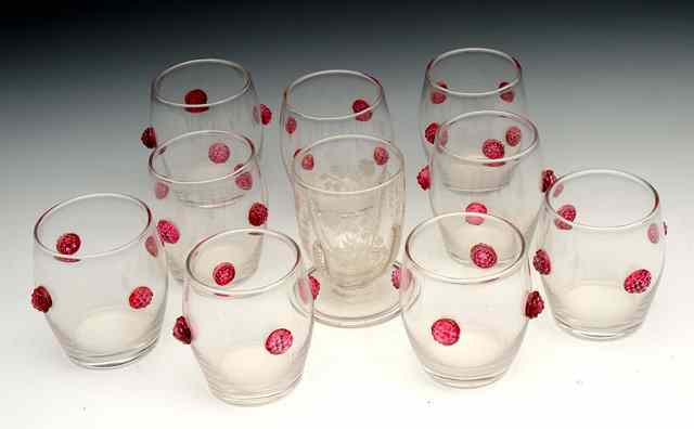 Appraisal: Attributed to Sevens Williams a set of nine small tumblers