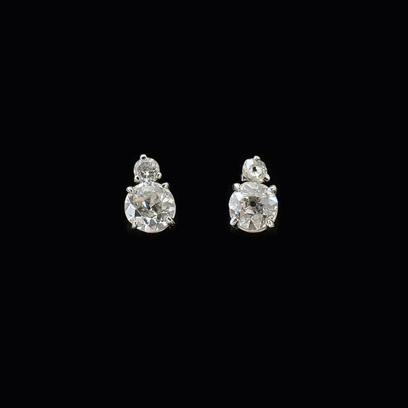 Appraisal: K OLD EUROPEAN CUT CT DIAMOND EAR STUDS CT approx