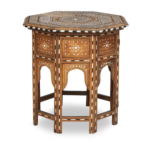 Appraisal: A Moorish hardwood and bone occasional table The octagonal top