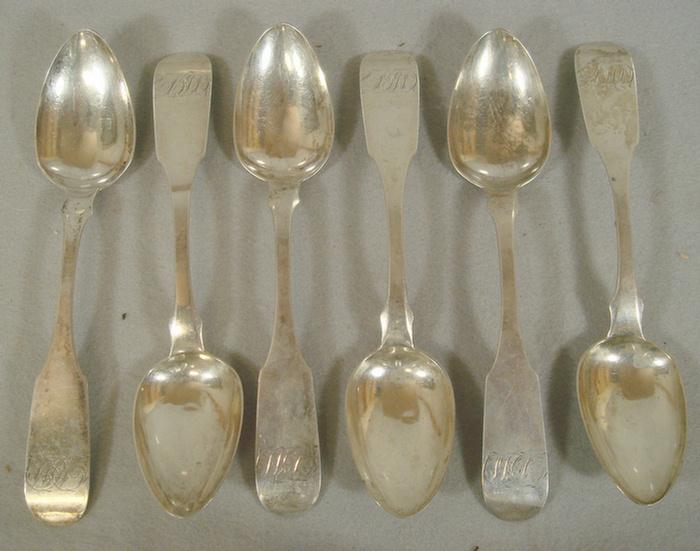 Appraisal: coin silver tablespoons by J Shaffner location unknown TO Estimate