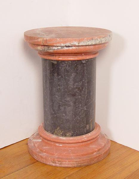 Appraisal: RED BLACK MARBLE PEDESTAL Three part measures '' h x