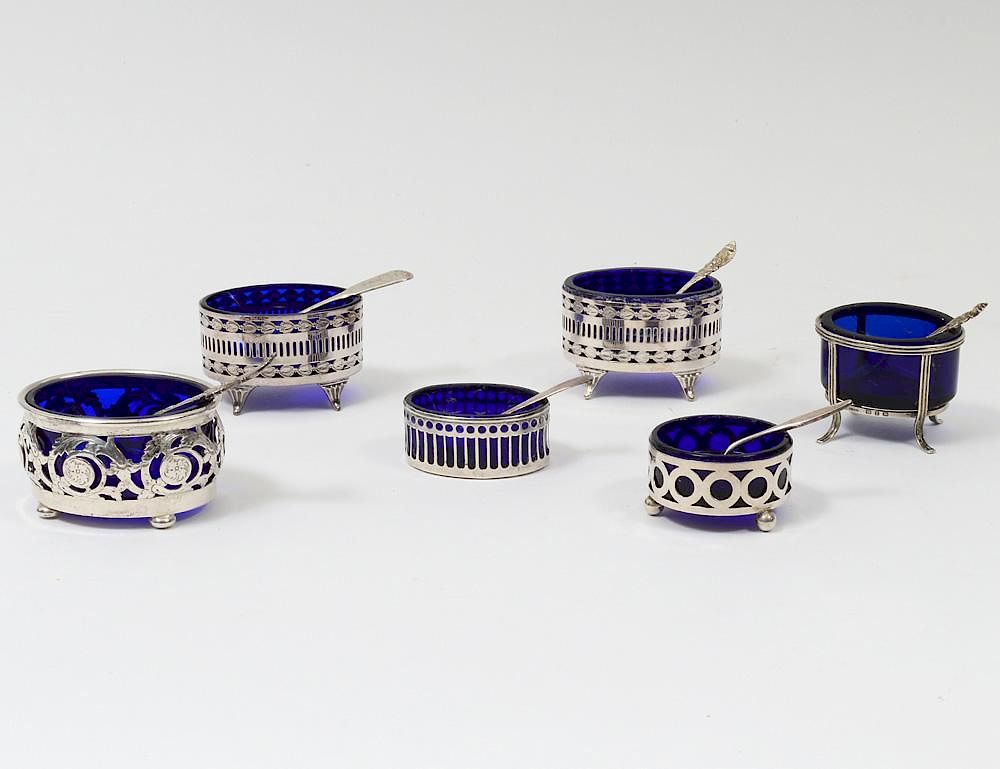 Appraisal: GROUP OF SIX ASSOCIATED STERLING SILVER AND SILVER PLATED OPEN