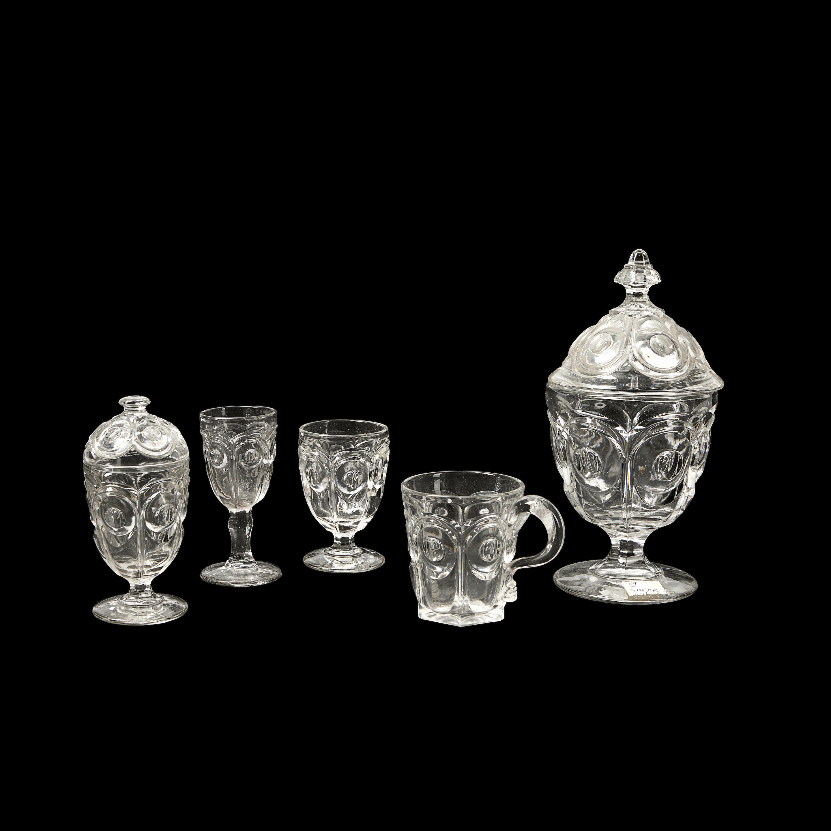 Appraisal: Eight Pieces of Early American Colorless Bull's Eye Pressed Glassware