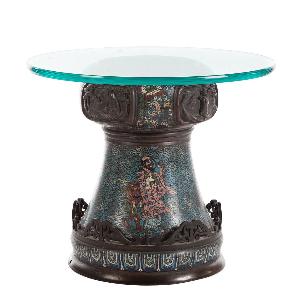 Appraisal: Chinese Cloisonne Bronze End Table th Century constructed from Chinese