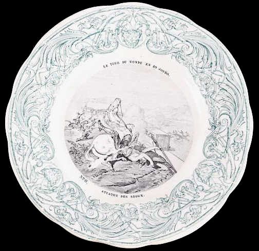 Appraisal: Creil Et Montereau Transferware Train Raid Plate For auction in