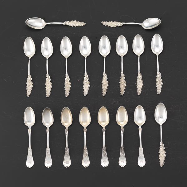 Appraisal: ELEVEN REED BARTON STERLING TEASPOONS AND SEVEN PURE COIN SILVER