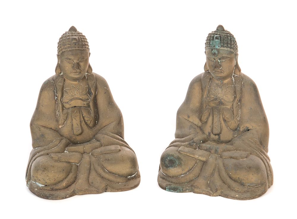 Appraisal: Pair of Cast Metal Buddha's Pair of Cast Metal Buddha's