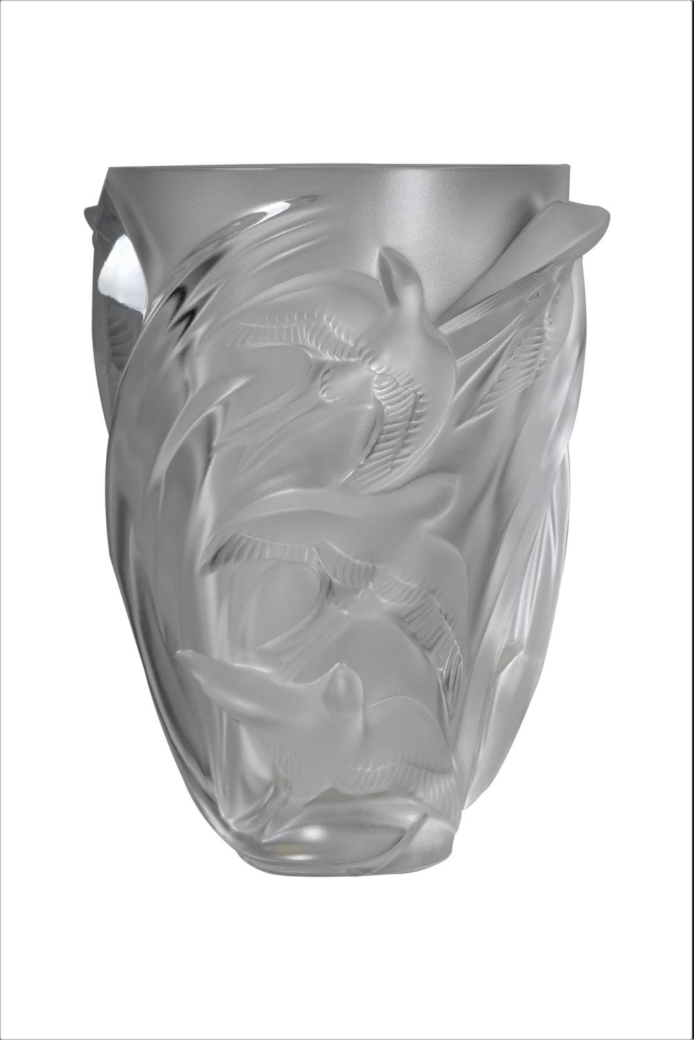 Appraisal: LALIQUE MARTINETS MOLDED GLASS BIRD VASEafter signed in script to