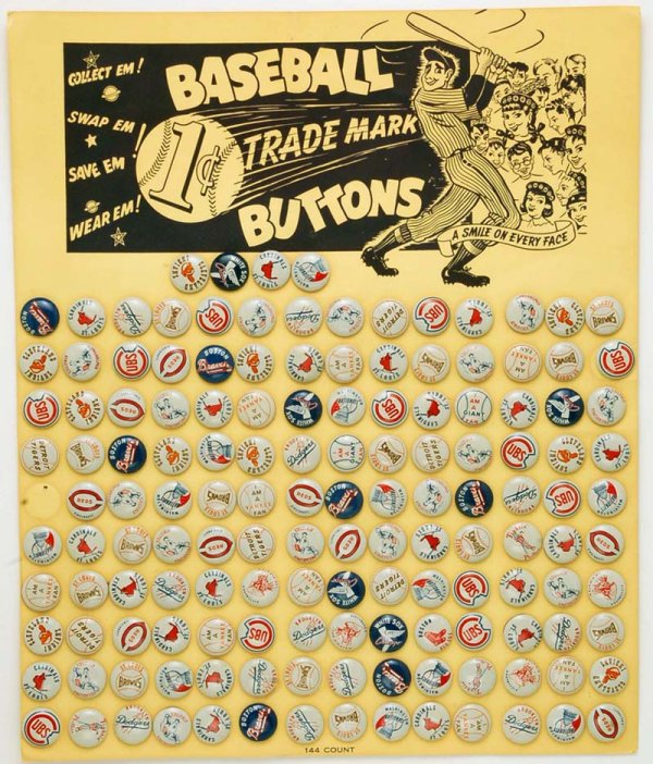 Appraisal: A baseball trademark button display card having out of original