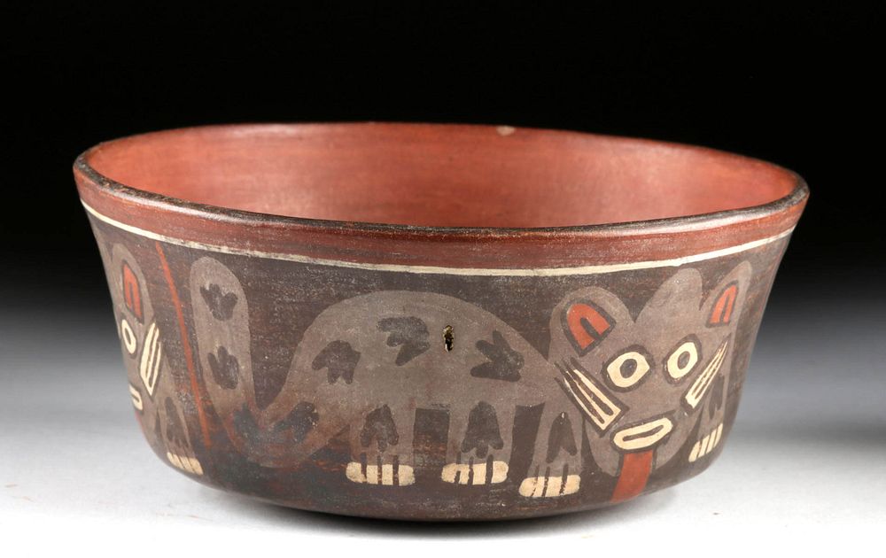 Appraisal: Nazca Polychrome Bowl w Jaguars Pre-Columbian South Coast Peru Nazca