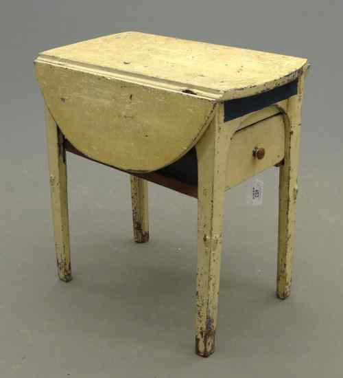 Appraisal: Early painted Continental dropleaf single drawer table Top '' x