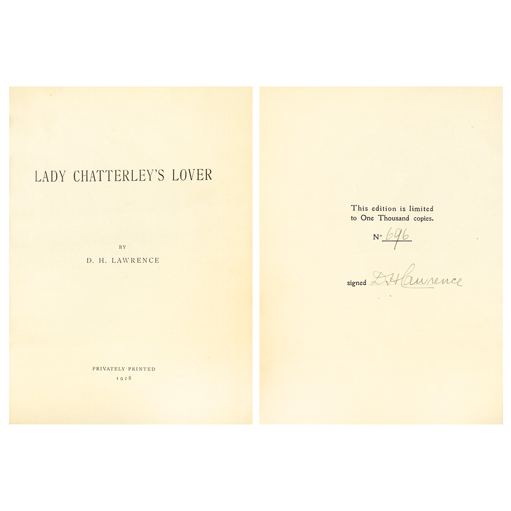 Appraisal: LAWRENCE D H Lady Chatterley's Lover Florence Privately Printed Tipografia