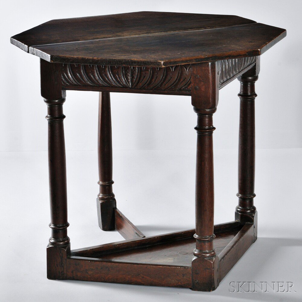 Appraisal: Octagonal Top Drop-leaf Table England th century hinged fold-over top