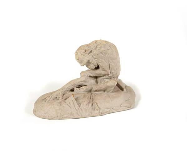 Appraisal: A French earthenware figure of a monkey inscribed Fremiet height