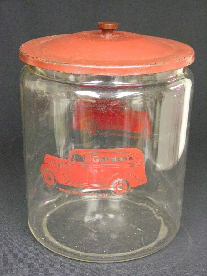 Appraisal: GORDONS POTATO CHIP JAR Condition by rim chip under original