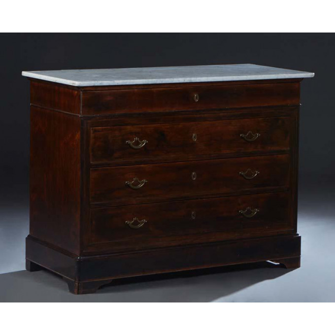 Appraisal: French Provincial Louis Philippe Carved Walnut Marble Top Commode th