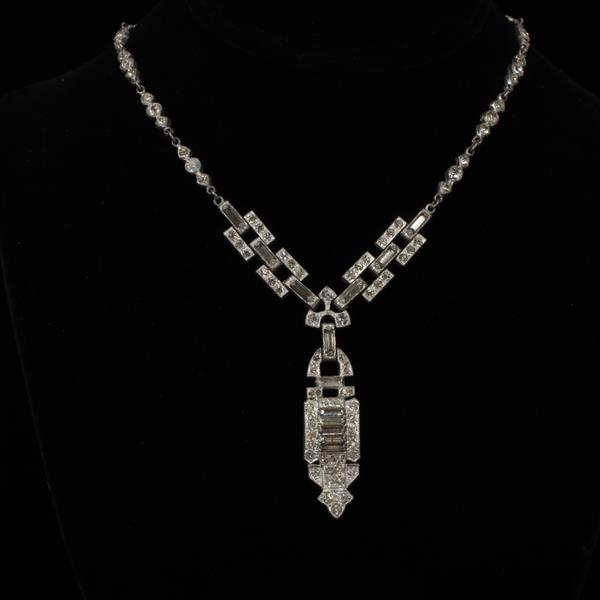 Appraisal: Art Deco Rhinestone Pave Necklace