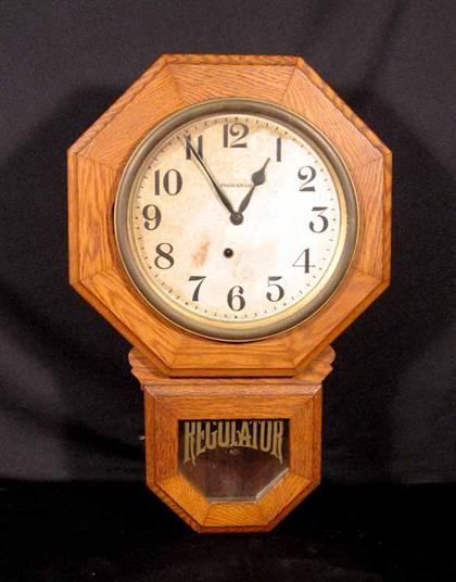 Appraisal: Oak regulator clock ingraham co th th century H in