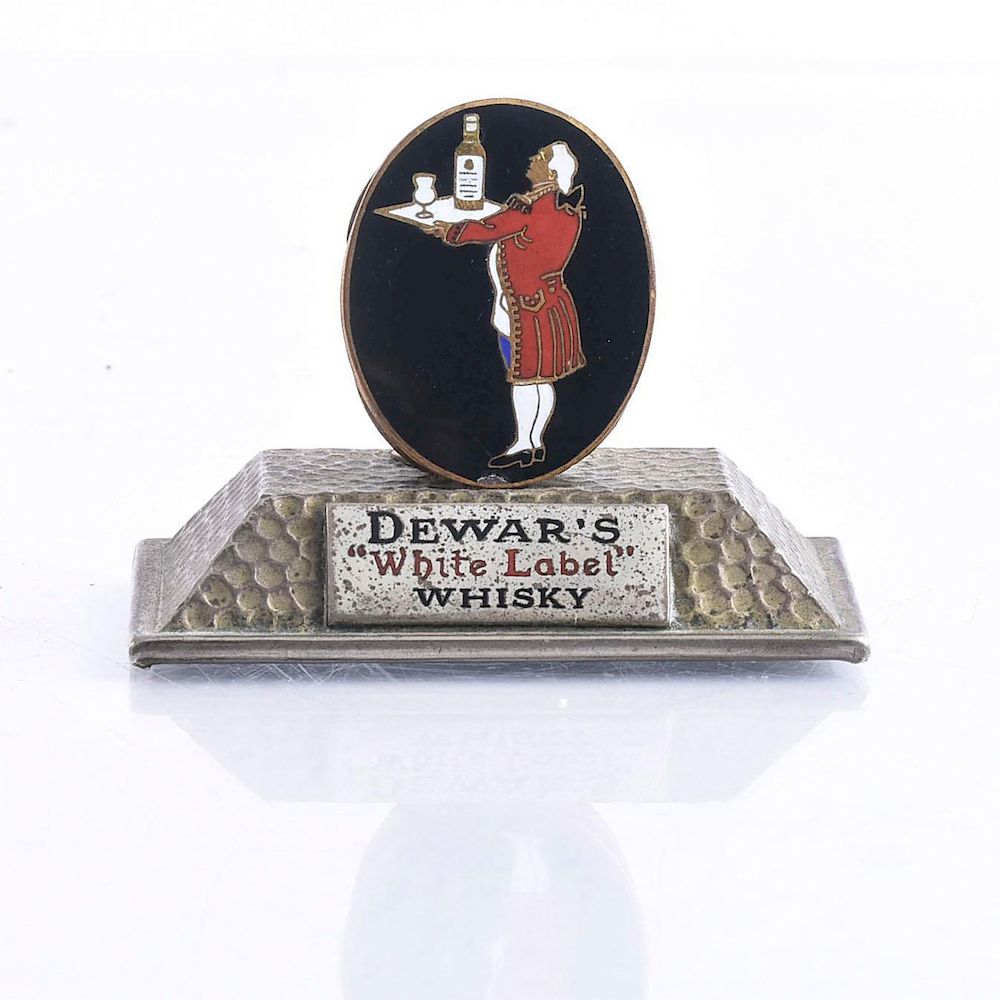 Appraisal: DEWARS WHITE LABEL WHISKY ENAMEL SIGN MENU HOLDER Vintage with