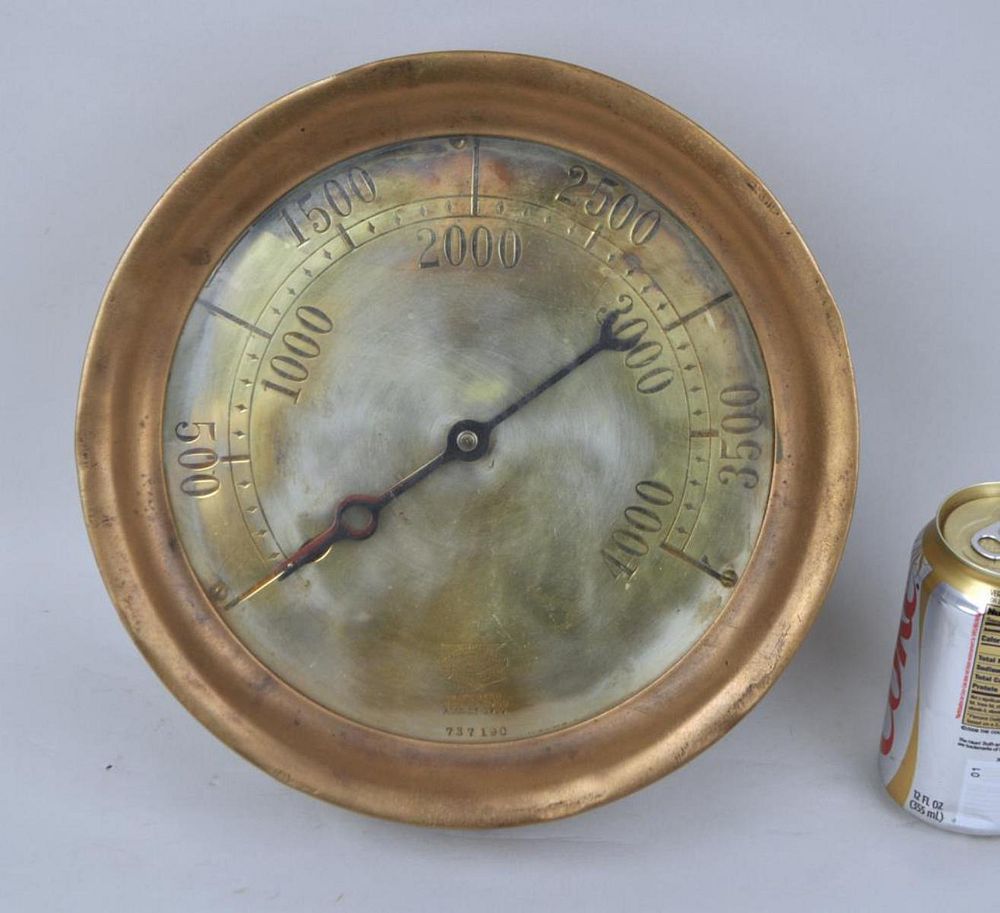 Appraisal: Round Brass Ship's Steam Gauge brass case with brass dial