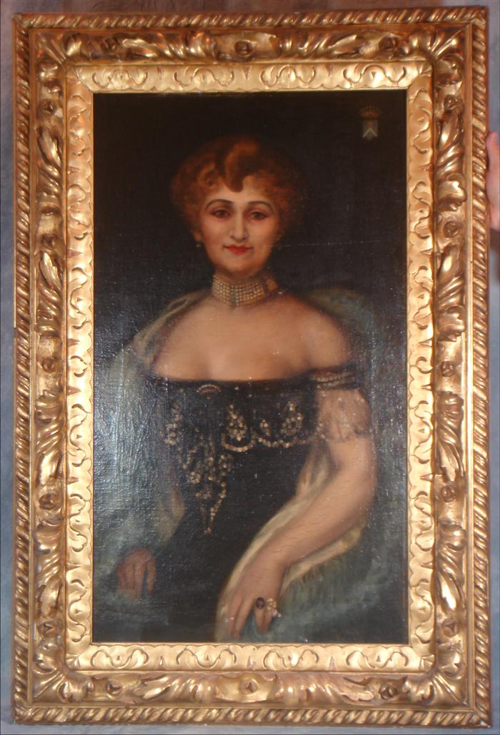 Appraisal: French School th c portrait of lady in beaded gown