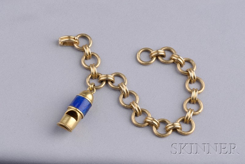 Appraisal: Enamel Whistle Charm the kt gold whistle with blue enamel