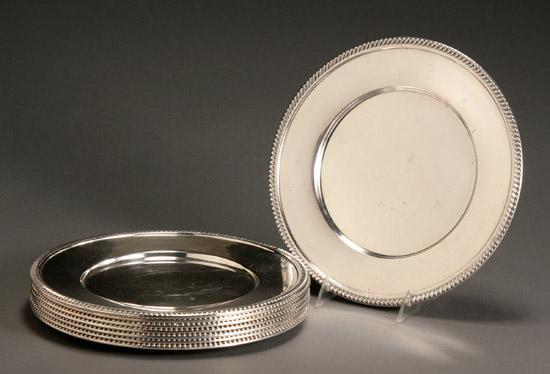 Appraisal: Set of Eight American Sterling Service Plates Mid- th Century