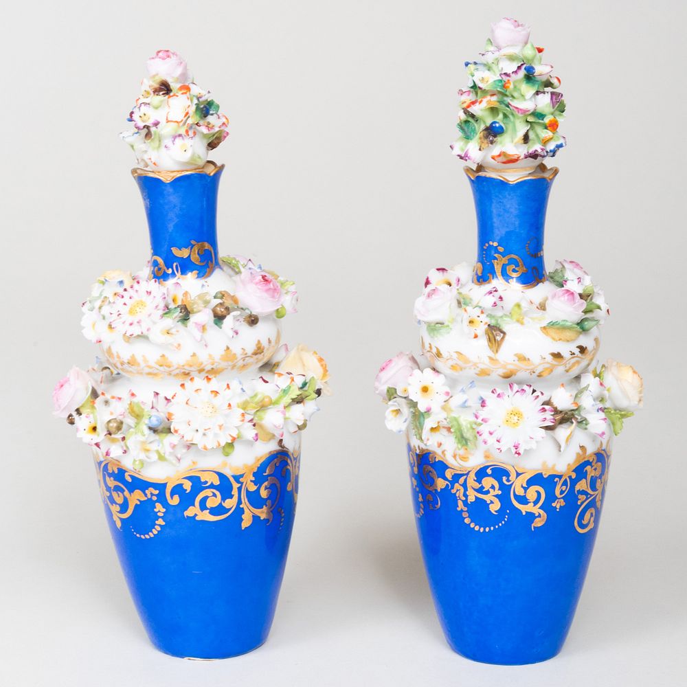 Appraisal: Pair of Jacob Petit Porcelain Flower Encrusted Scent Bottles and