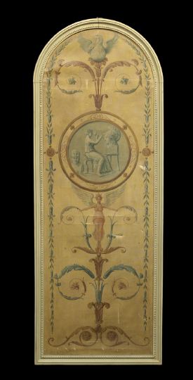 Appraisal: Louis XVI-Style Painted Canvas Panel mid- th century of arched