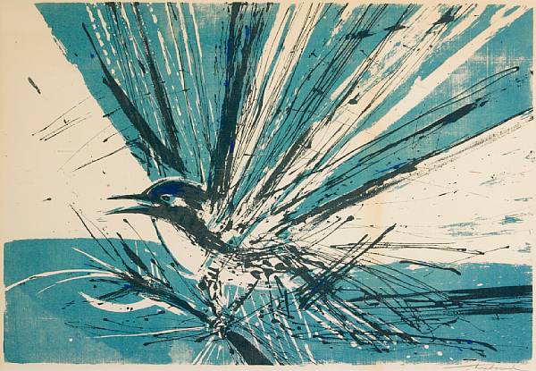 Appraisal: Wayne Thiebaud Bird - Unique silkscreen printed wove paper signed