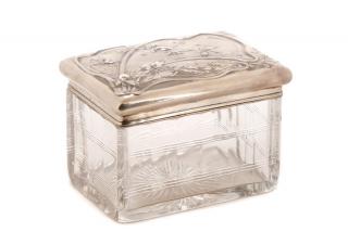 Appraisal: French Crystal and Silver Box w Lid French late th